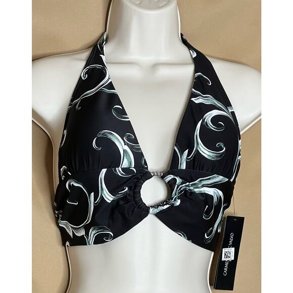 Carmen Marc Valvo Castello Scroll Ring Bikini Top S - Picture 3 of 7